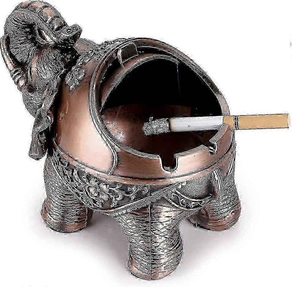 Vintage Windproof Ashtray With Lids - Retro Elephant Modeling Tabletop Ashtray Cigarette Cigar Ash H