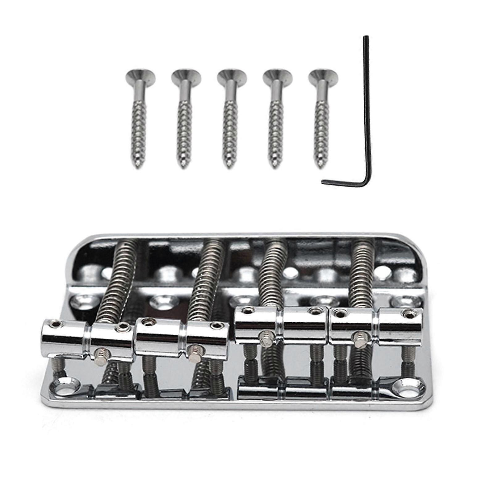 4 String Bass Bridge Assembly, 4 String Vintage Style Bass Bridge for 4 Strings Electric Bass Guitar 2Colors to Choose  Silver