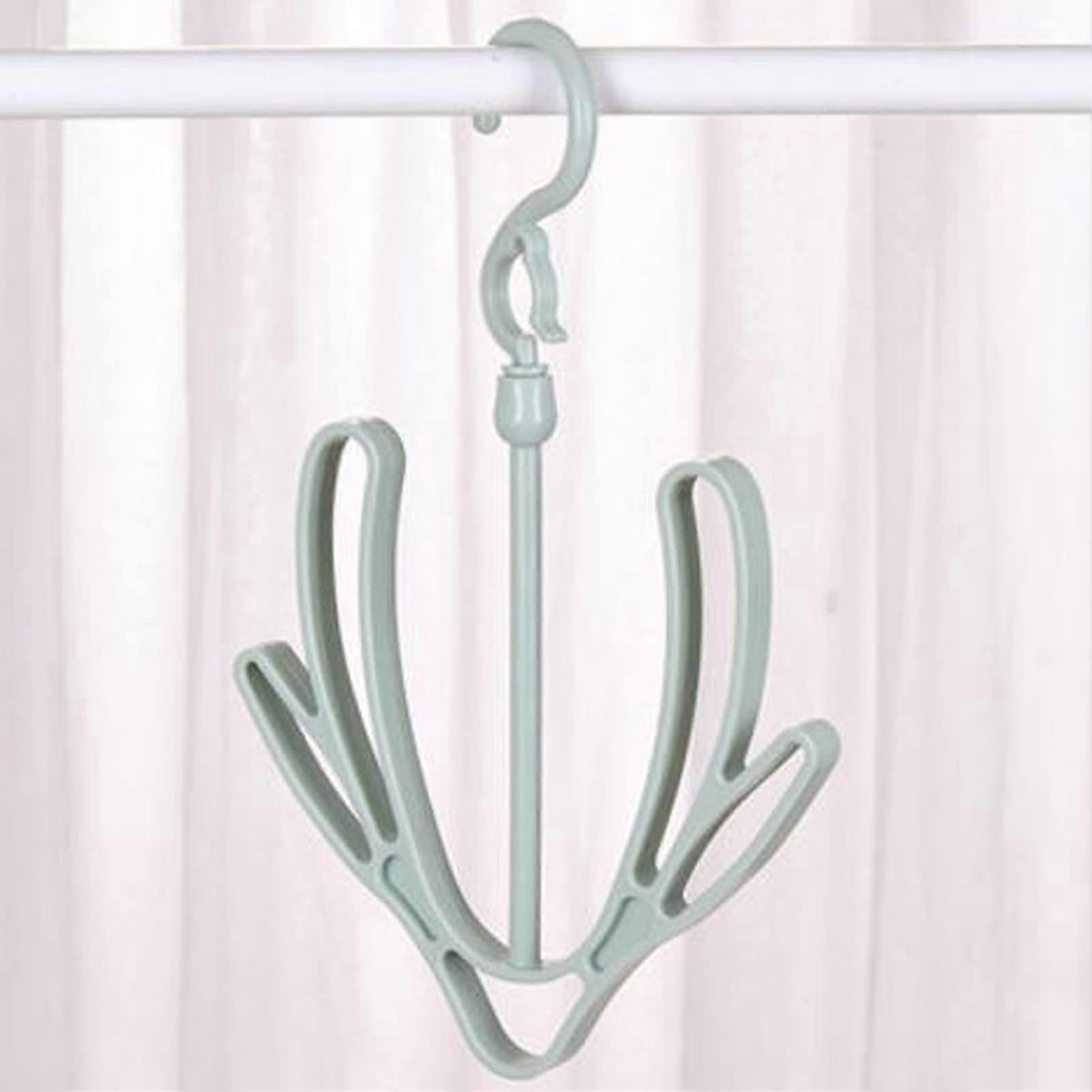 Rotatable Windproof Shoe Drying Rack with Double Hooks for Hats Scarves, SpaceSaving PP Hanger Green