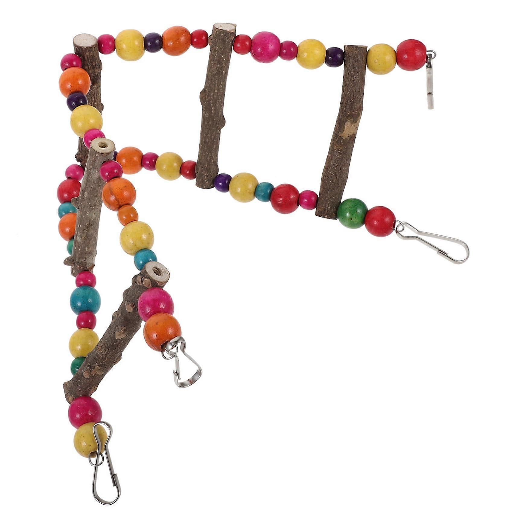Colorful Wooden Bird Ladder Toy for Parrots, Climbing Accessory for Play and Exercise