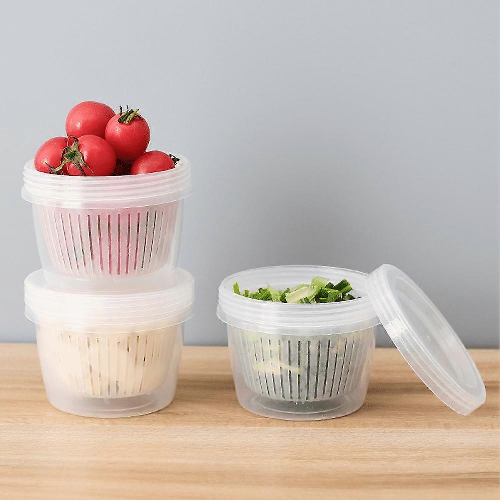 3Pcs Onion Storage Containers with Seal Lid, Compatible with Tomato Saver, Double Layer Freshness Box for Fridge, Garlic Ginger Organizer