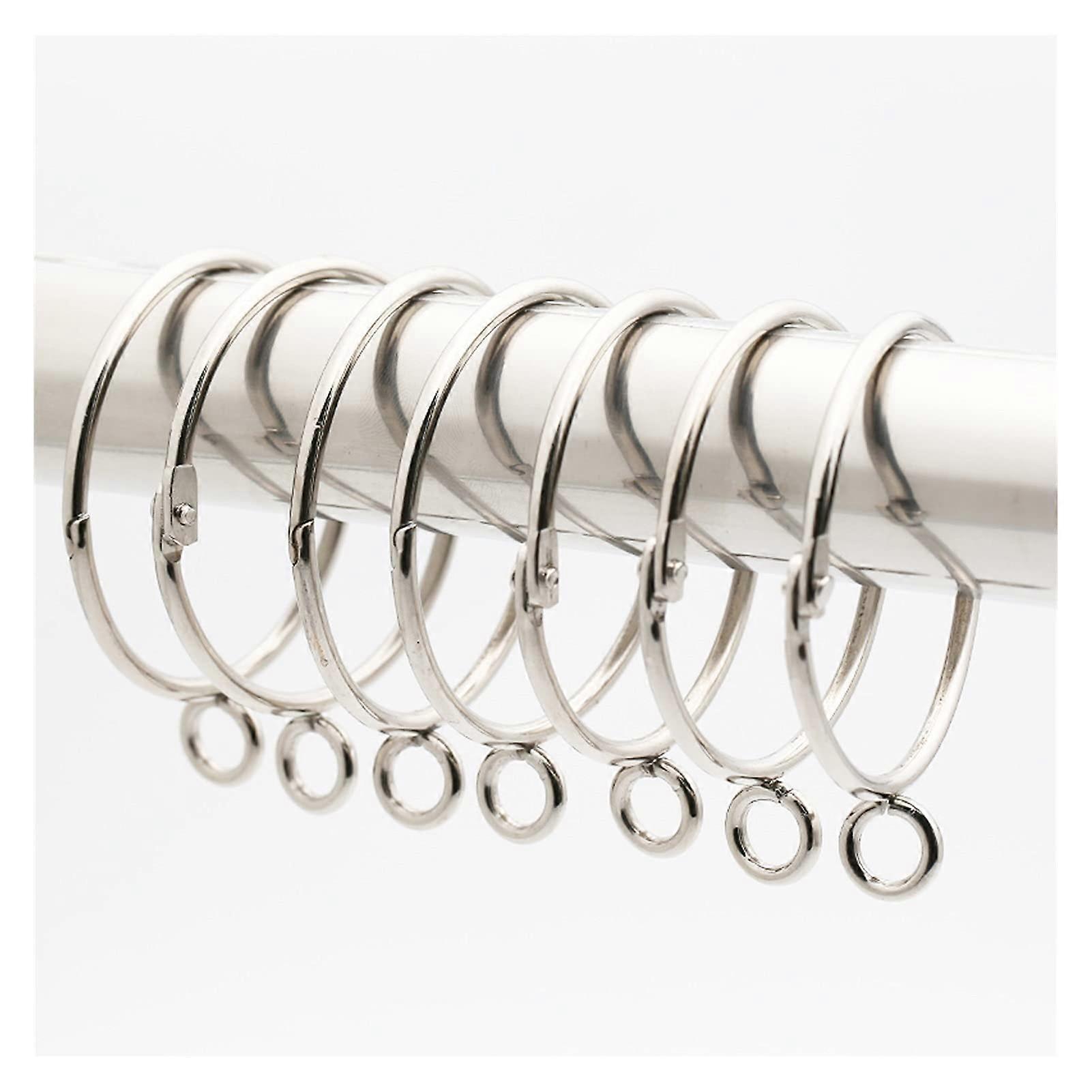Shower Curtain Rings Set of 20 Metal Openable Hooks for Curtain Rods Sliding Drape (Silver, 2.0in)