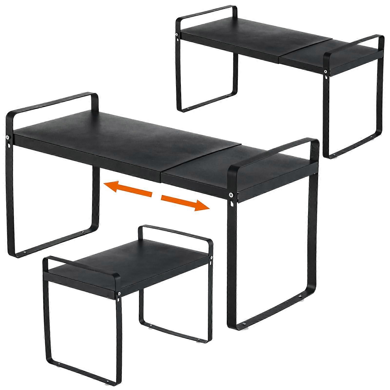 3 Pack Expandable Cabinet Shelf Organizer with Adjustable Width, TwoTier RustResistant Metal Rack