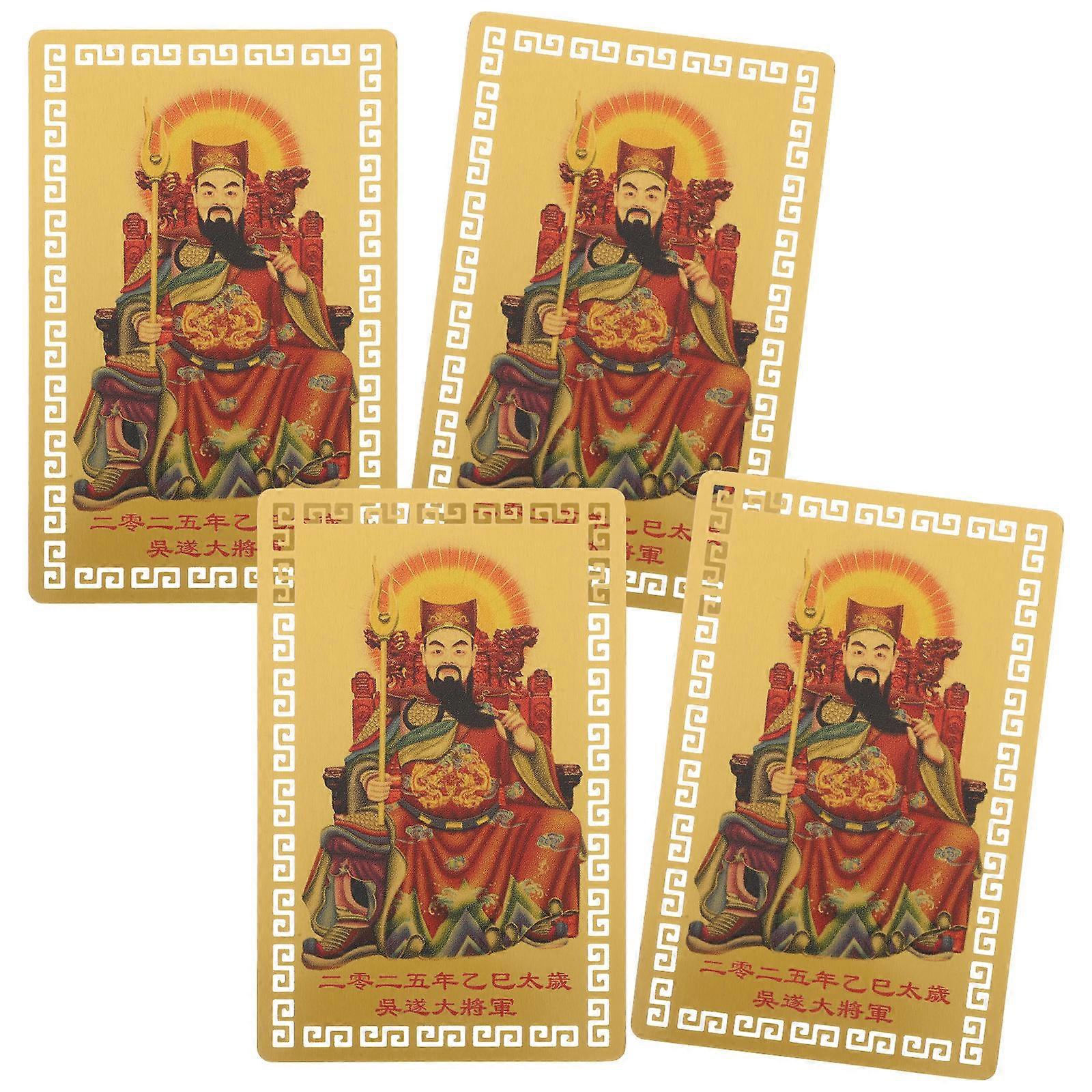 Golden Amulet Card for Blessing 4 Sheets Traditional Chinese Charm