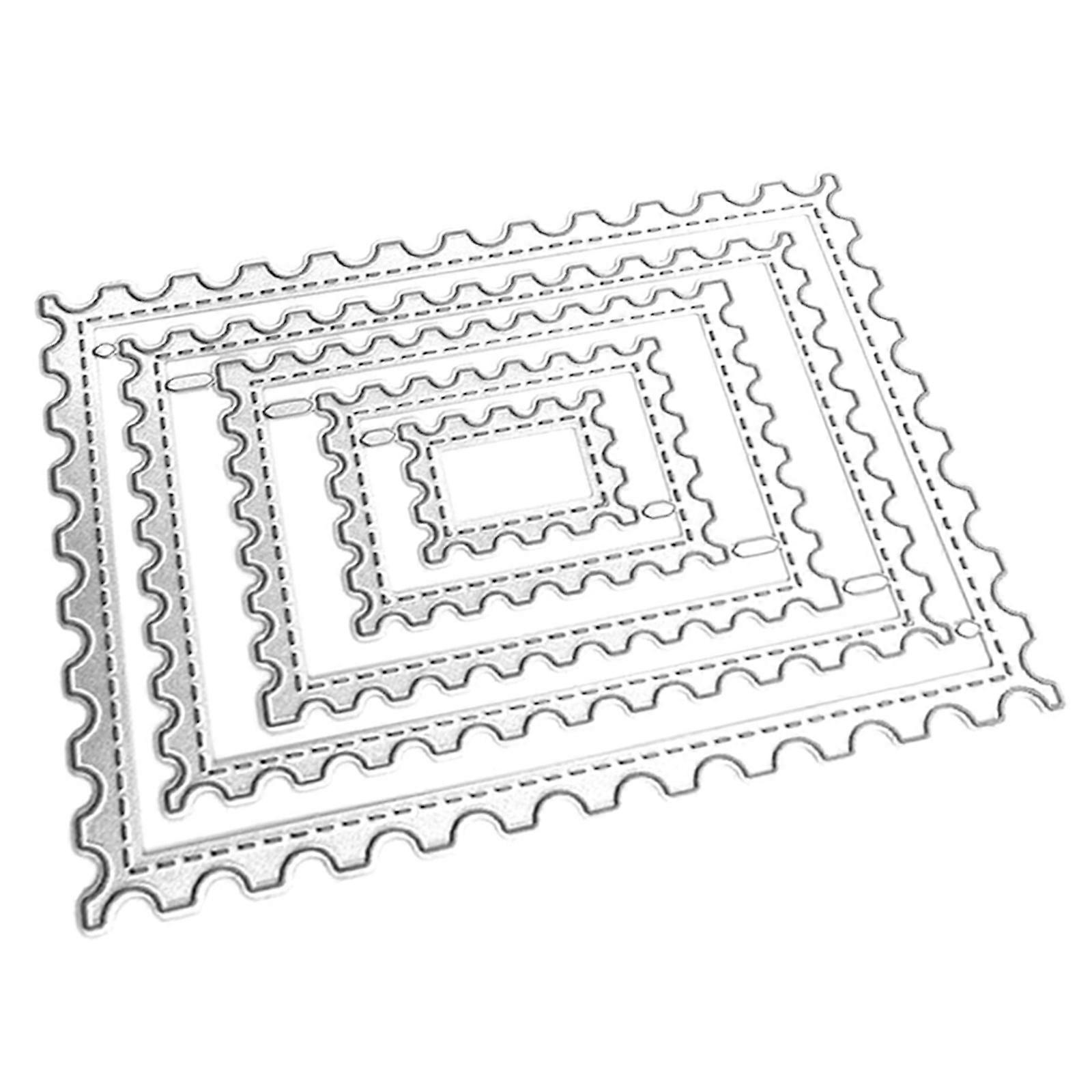 5pcs Postage Stamp Wavy Rectangular Dotted Line Dies for Card Making Scrapbooking TemplatesCrafting Projects