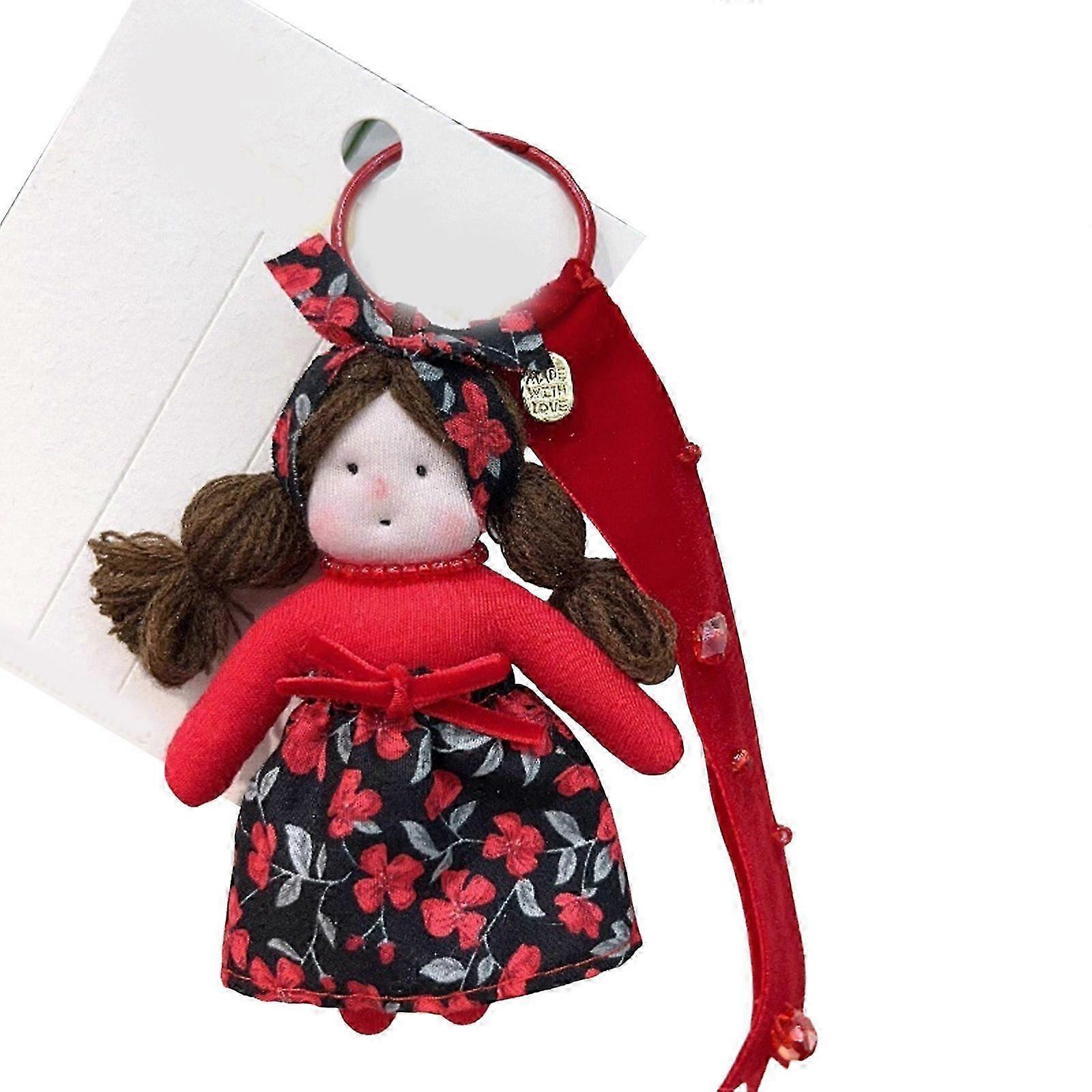 Adorable Redness Plush Doll Multifuntional Hanging Pendant Luck Charm Keyring Plush Texture Suitable for Every Ages
