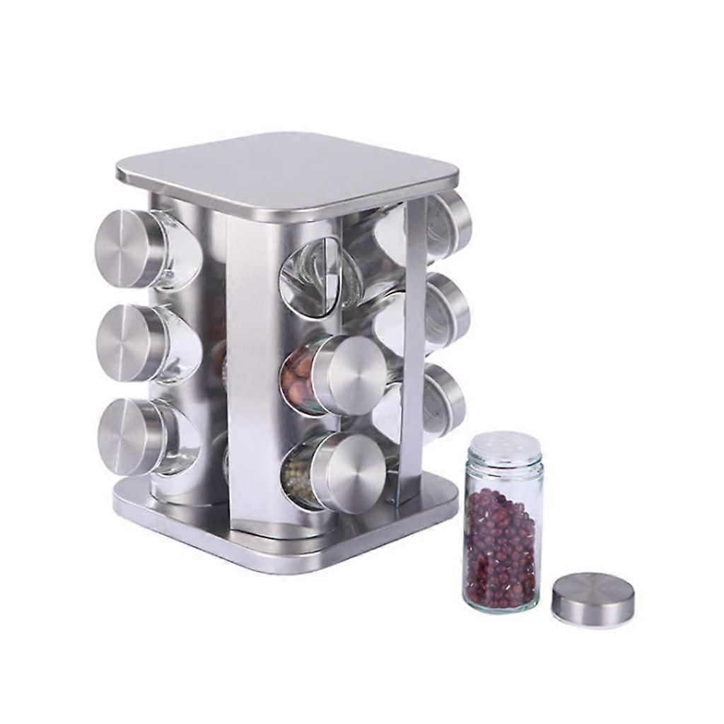 Rotating Spice Rack Organizer with 12 Glass Jars 360° SpaceSaving Kitchen Storage