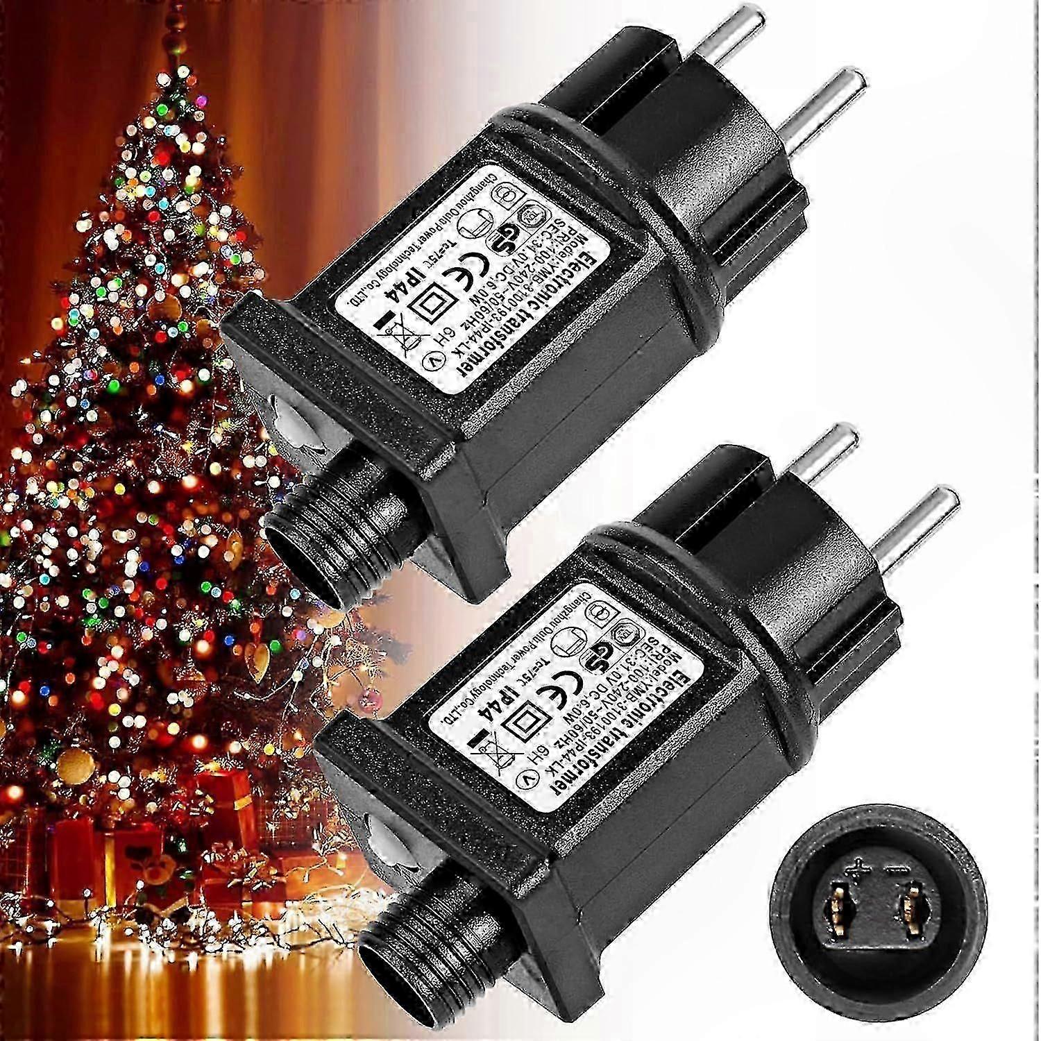 2-Piece 24V 6W LED Power Supply Transformer, Low Voltage Driver Adapter with 8 Modes, Timer, Memory Function for Garland Lights IP44