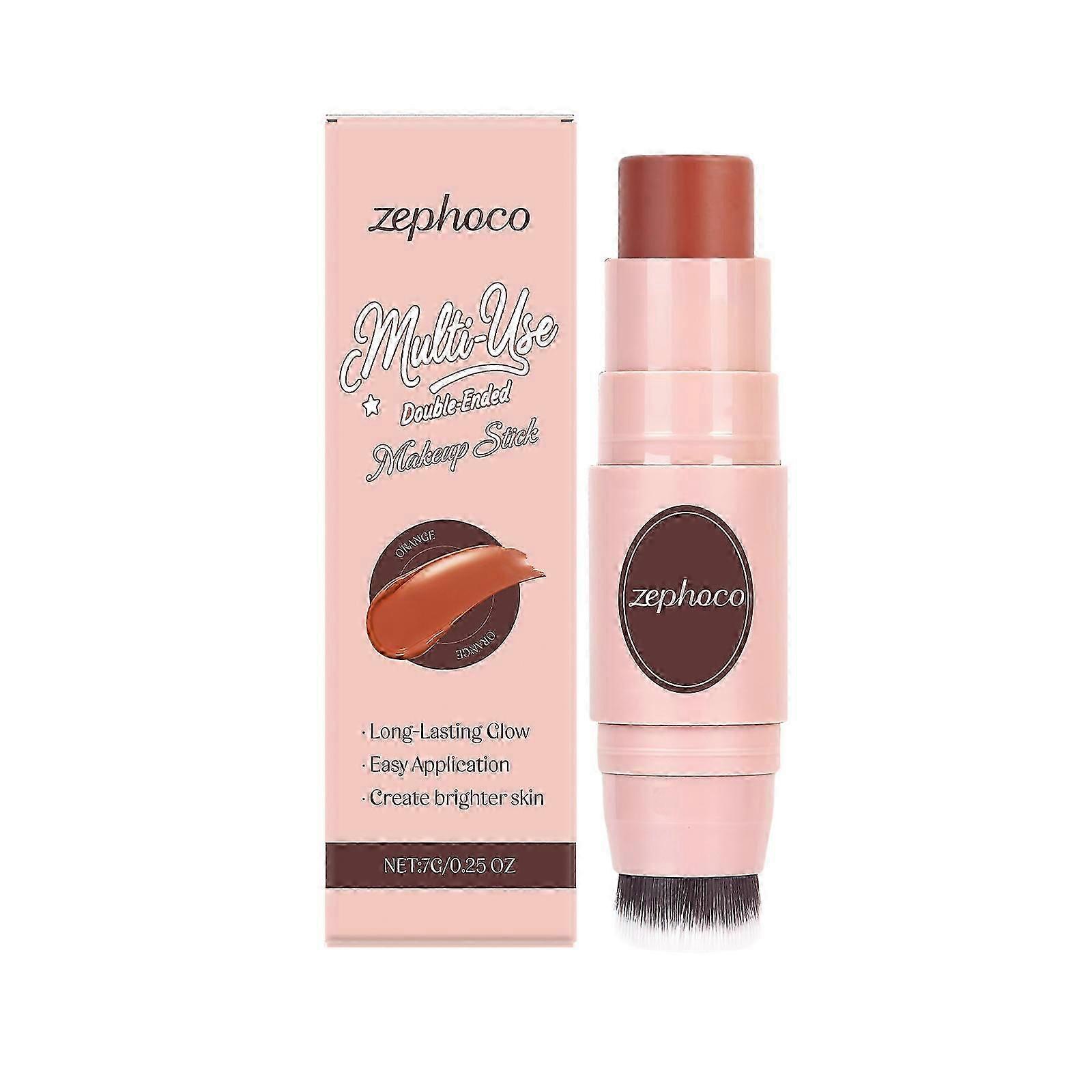 Zephoco Orange Multi-Purpose Double-Head Makeup Stick Blush Style, Charming, Rosy Skin, Three-Dimensional Luster, Light And Thin