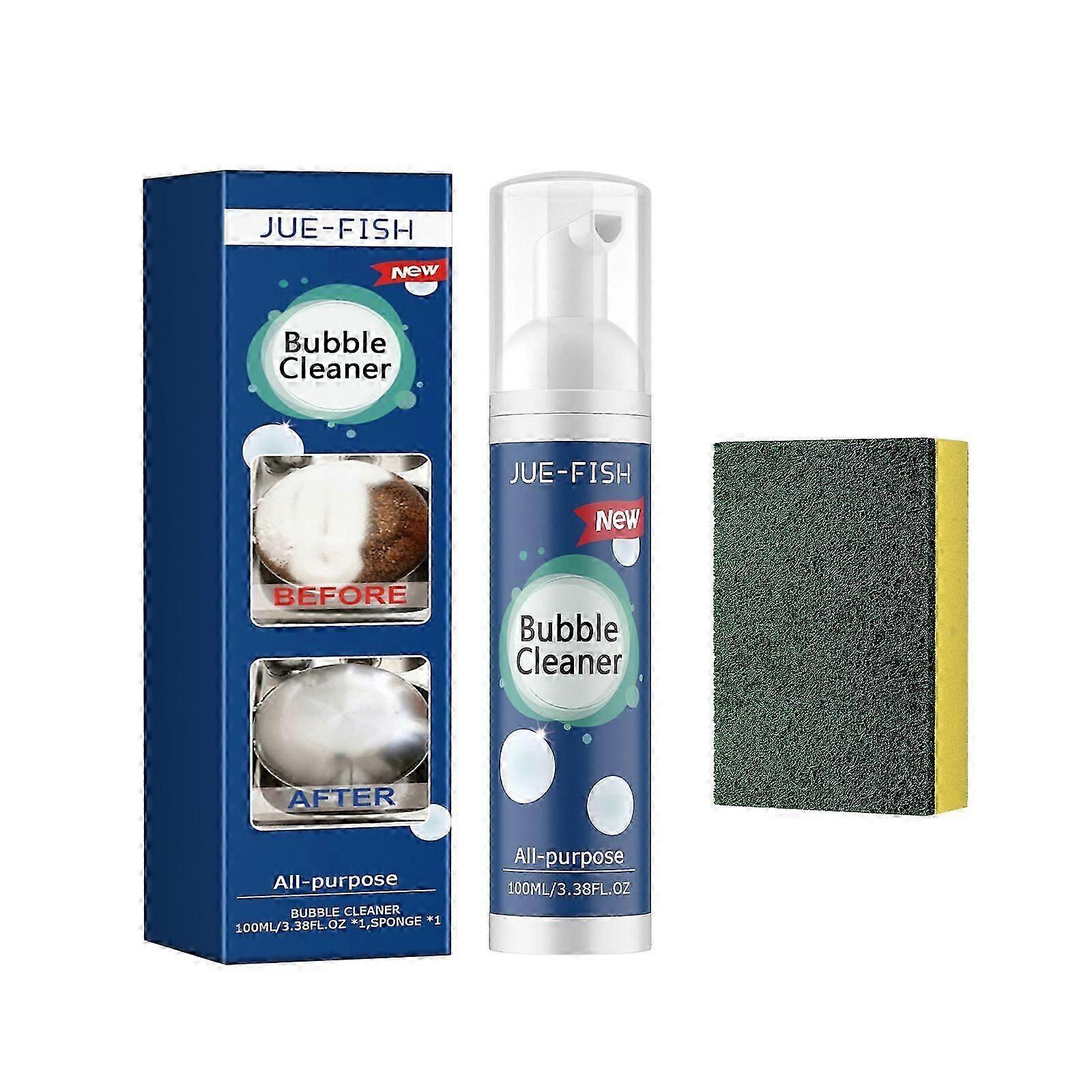 kitchen Grease foam cleaner contains baking soda, lemon extract, and enzymes