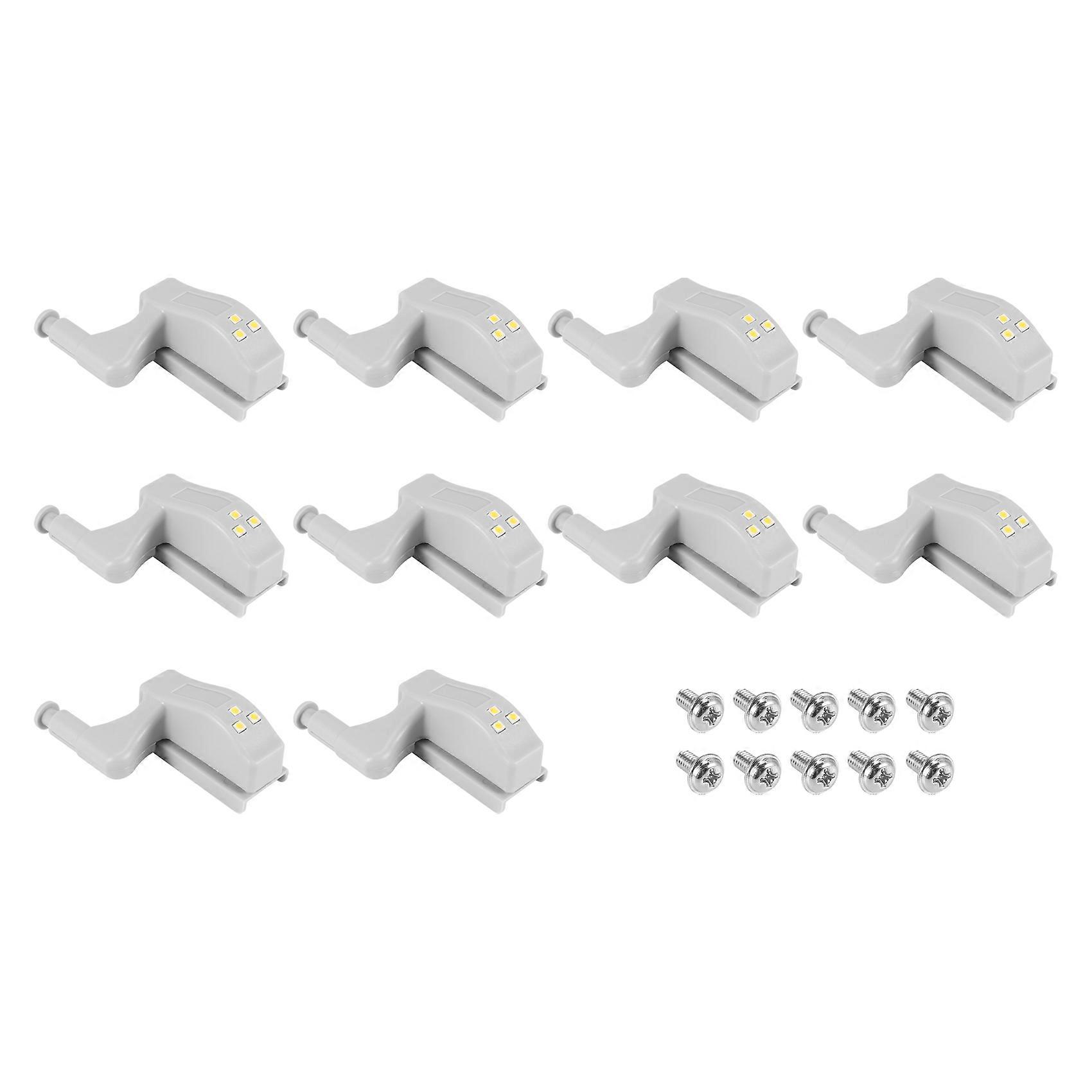 10Pcs Cabinet Cupboard Wardrobe LED Hinge Light Smart Sensor Lamp Warm White