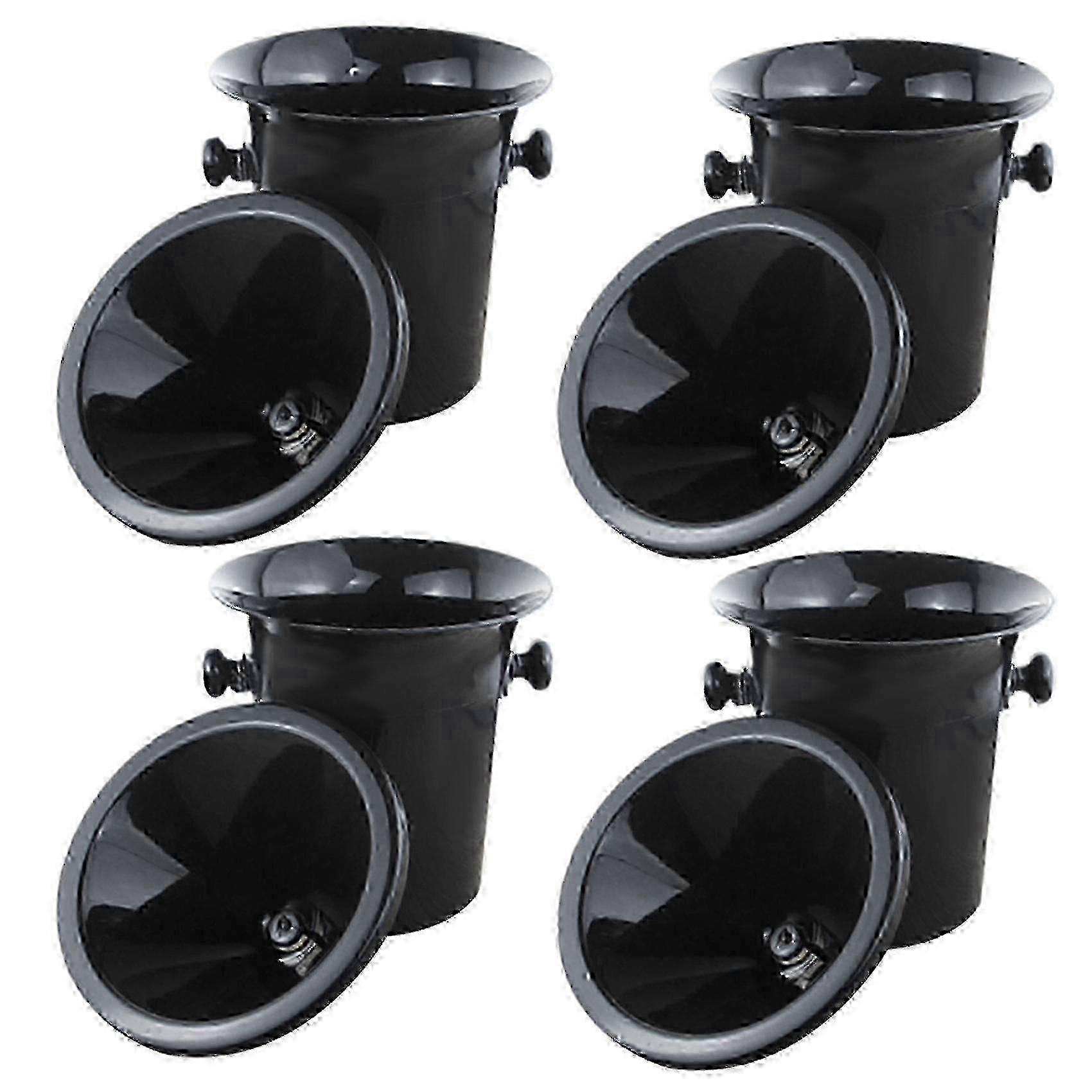 4X Black Plastic Wine Spittoon with Funnel - Standard Size Champagne Bucket