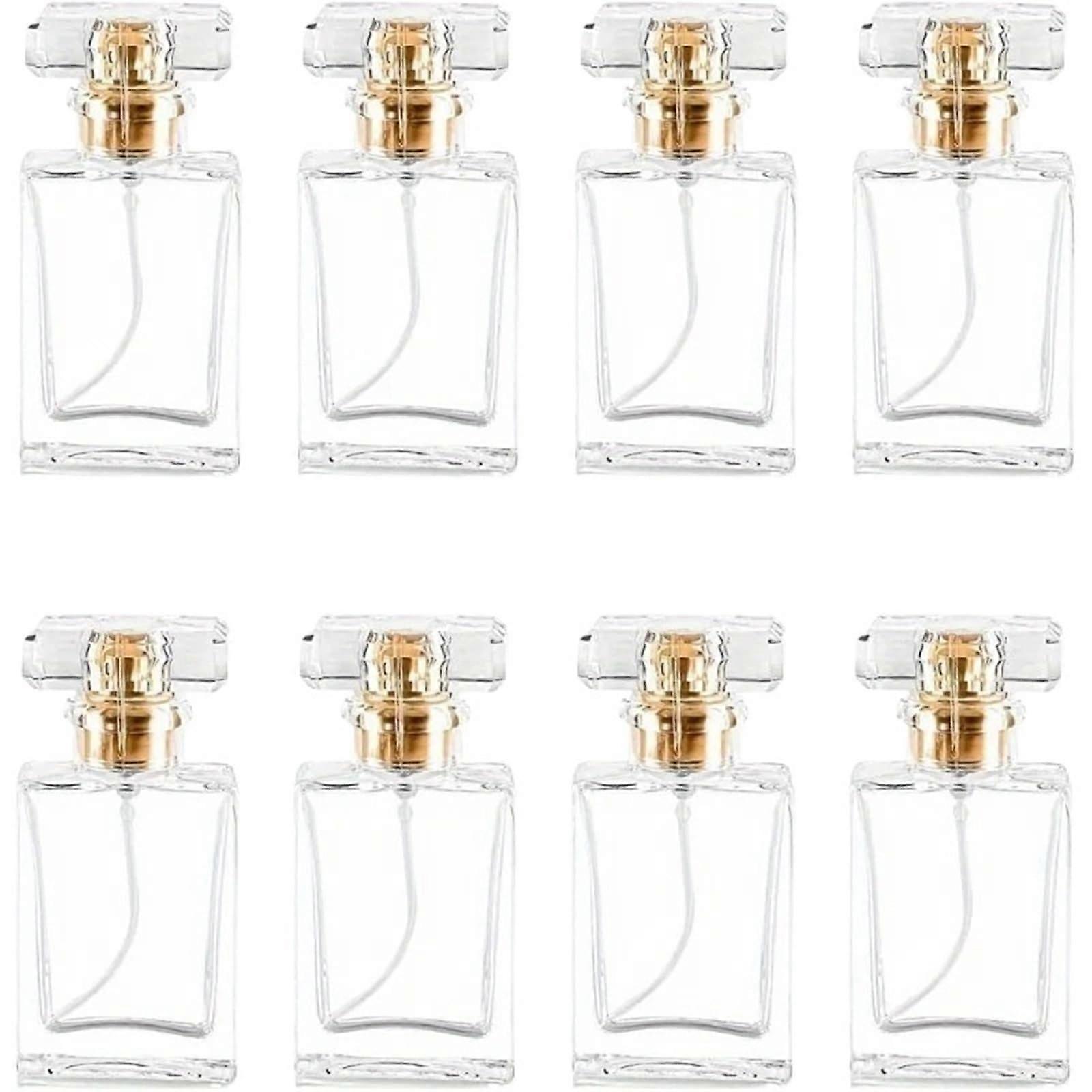8pcs 30ml Clear Refillable Glass Perfume Spray Bottles Travel Size Atomizers Empty Containers