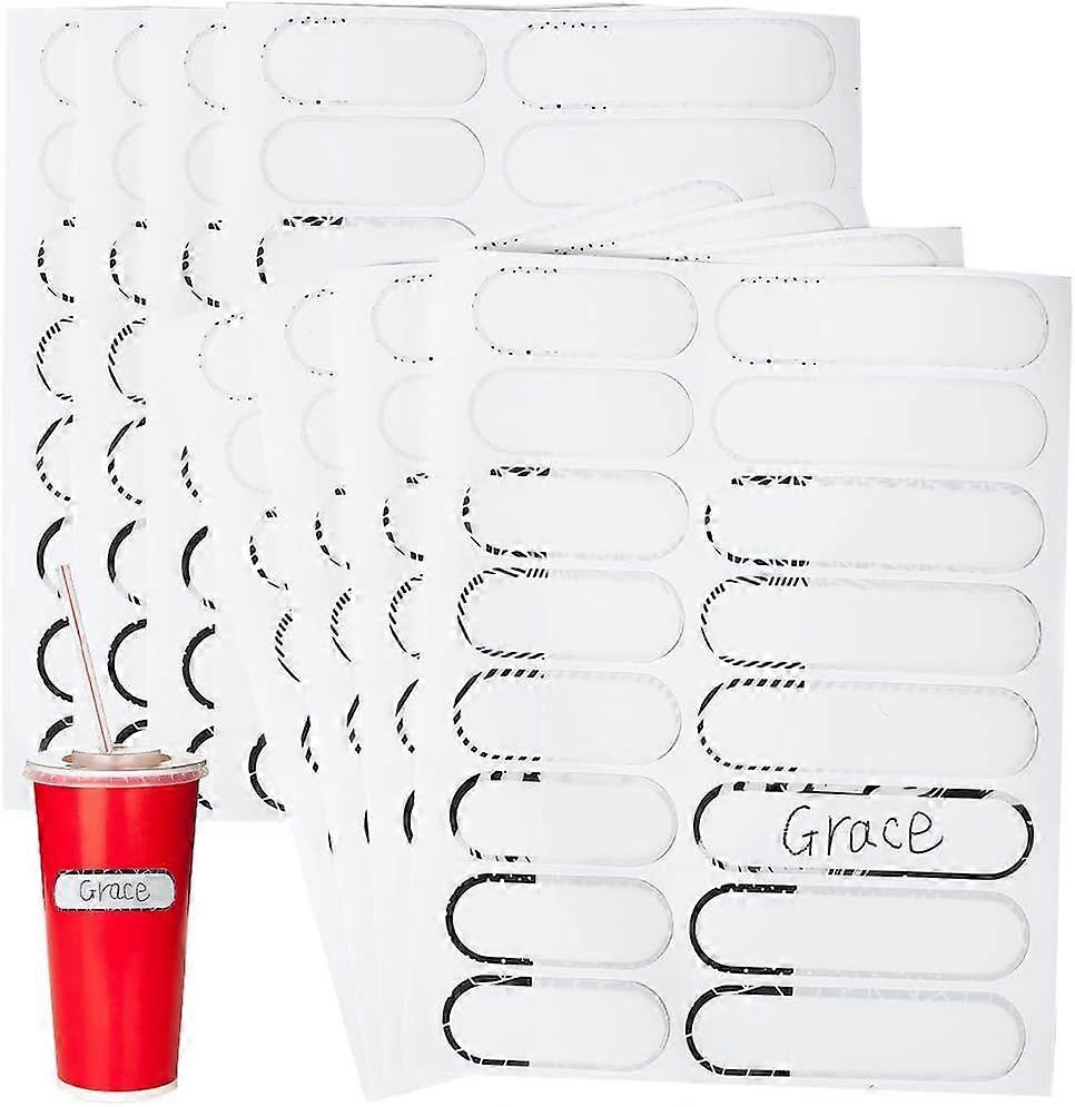 8Pcs Waterproof Bottle Labels White Paper Self Adhesive Writable Rectangle Personalizable Name Tags Stickers for Daycare Food Container Water Bottles 