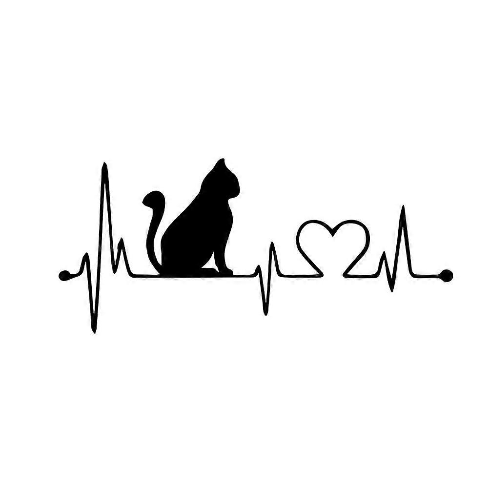 Wall Decor Electrocardiogram Sticker for Decoration 3Pcs Black PVC