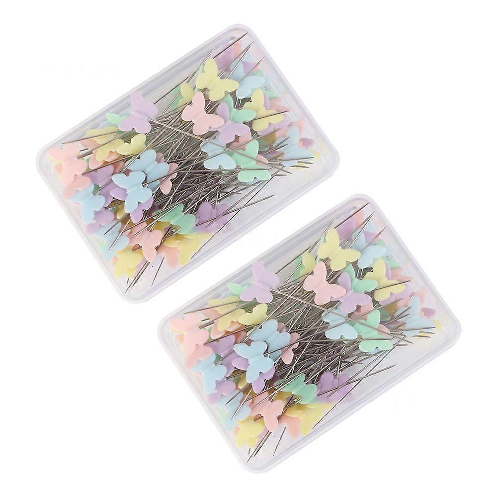 Butterfly Head Sew Pins Marking Decorating Tools For Crafters 2 Boxes Multi Colored