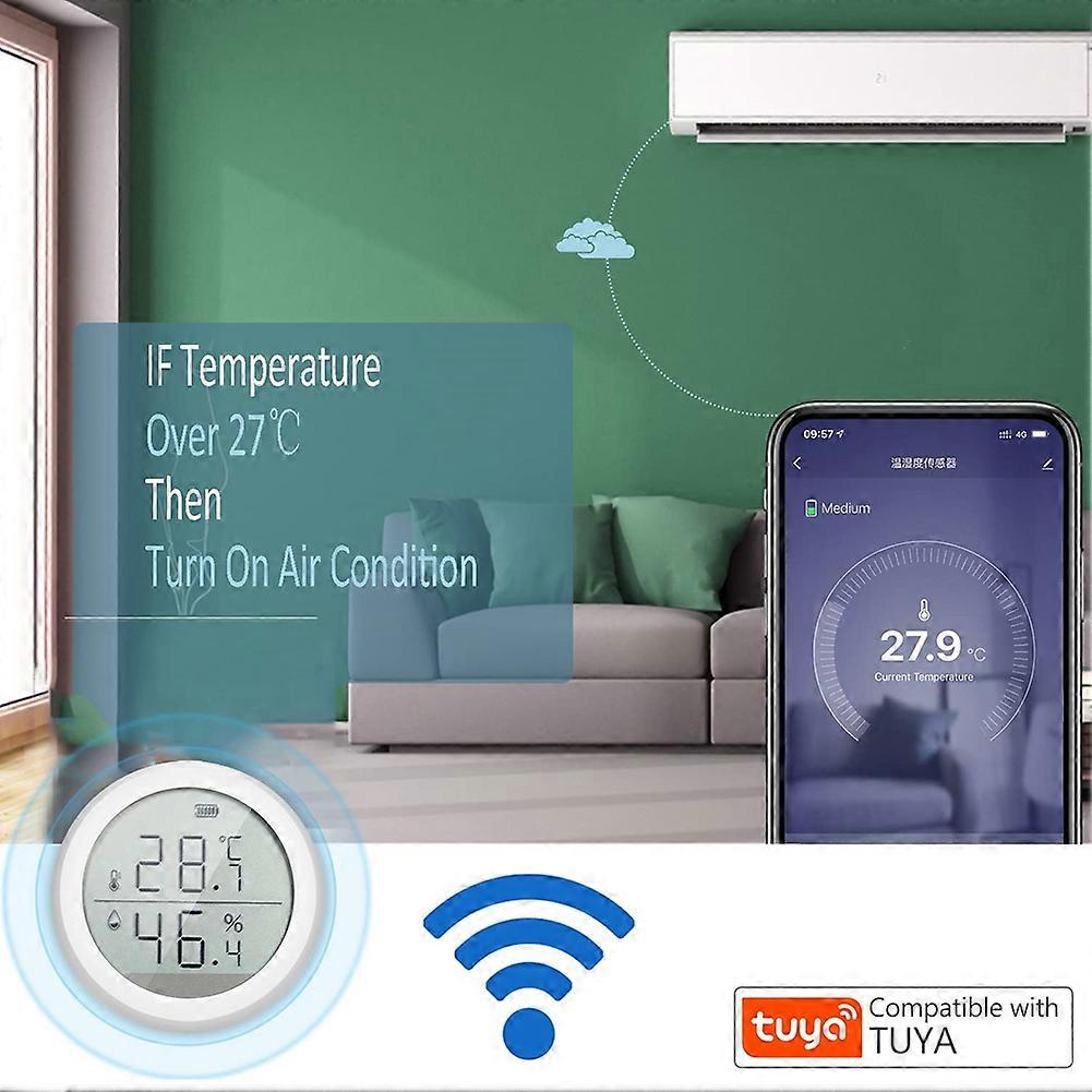 WiFi Smart Zigbee Temperature and Humidity Sensor LCD Screen History Record Smart Home Security Remote Control
