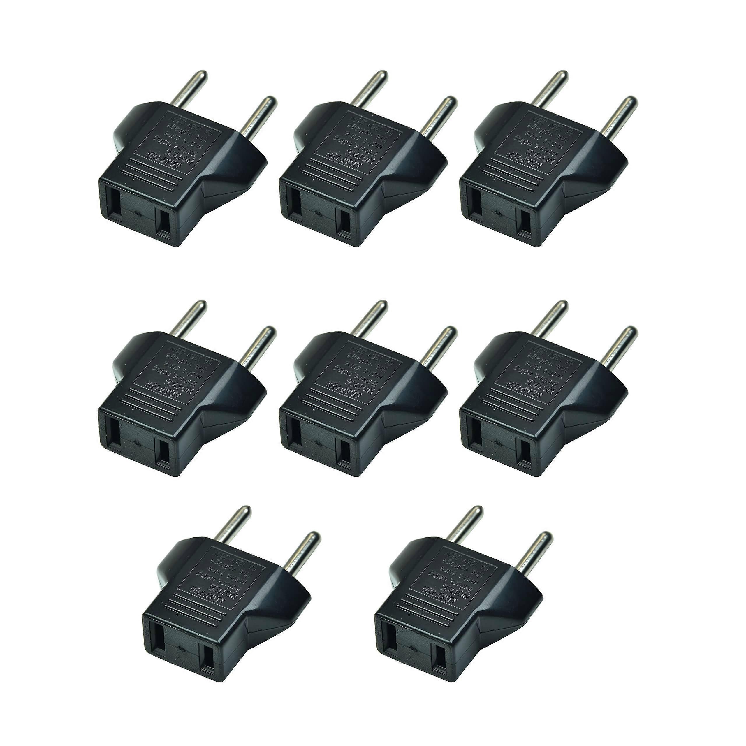8 Pack US to EU Power Adapter Black, Universal European Travel Plug Converter compatible with iPhone Laptop