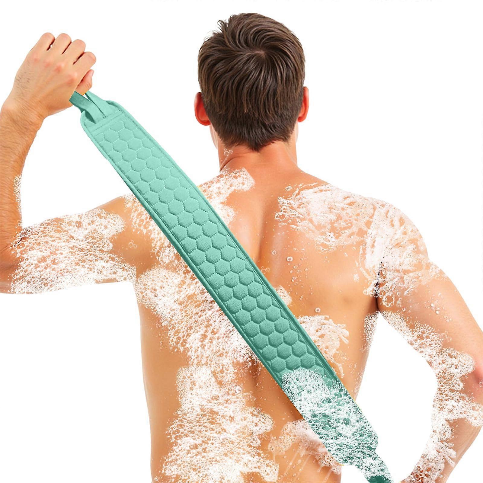 Back Scrubber for Shower with Handles, 40 Inch Extra Long DoubleSided Exfoliating Bath Strap Green