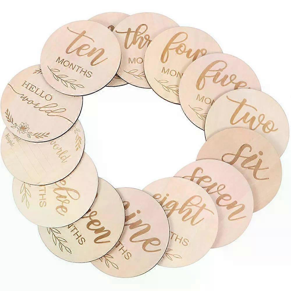 Puce de bois grav��e au laser double face pour la croissance du b��b��, carte souvenir, accessoires de photographie, mois, nouveau-n��