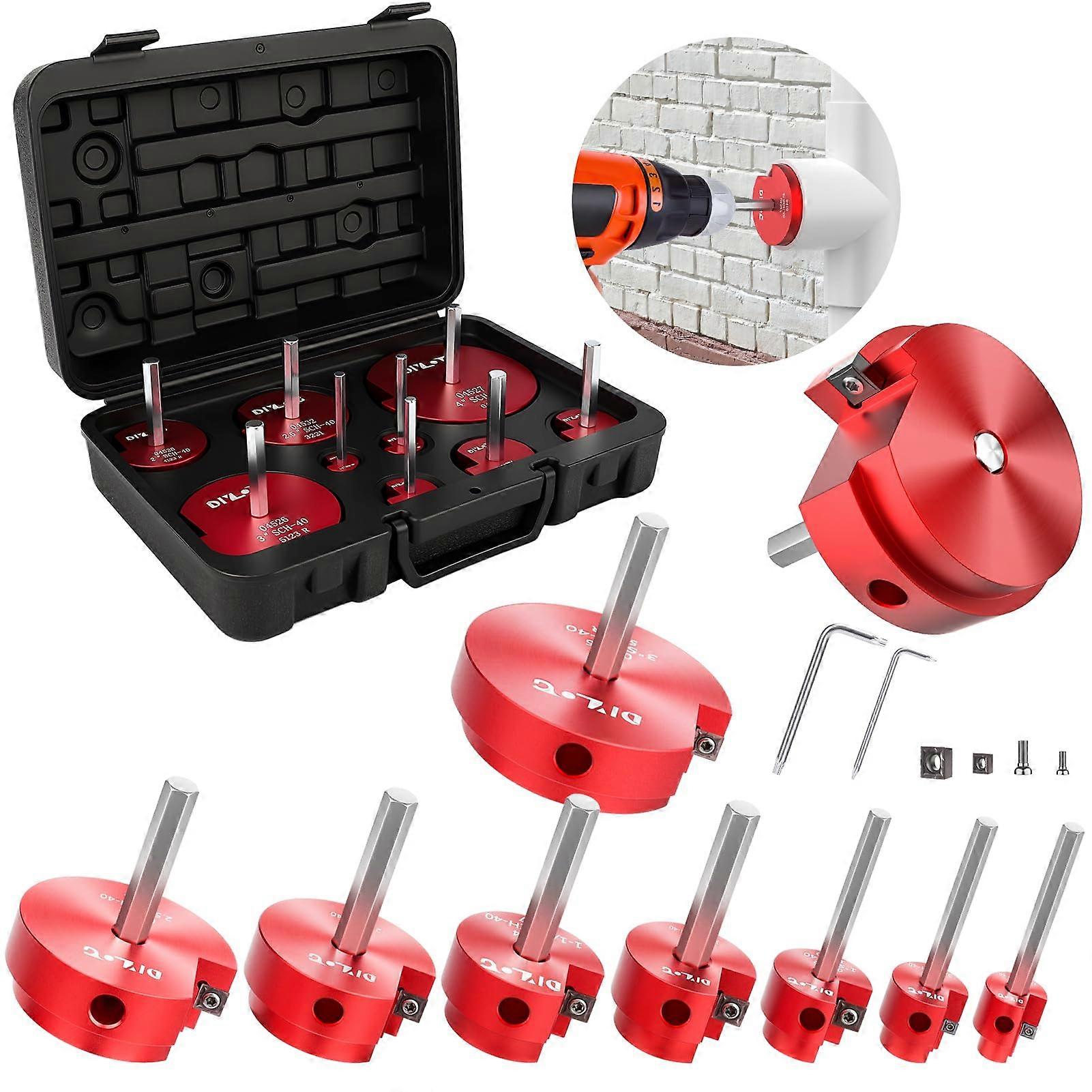 PVC Pipe Reamer and Fitting Saver 9Pcs MultiSize Kit for Schedule 40 with Spare Blades