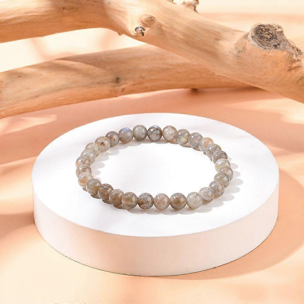 Stretchy Gemstone Bracelets Labradorite Grade A with Elastic Cord Beads: 6mm 48~55mm inner diameter