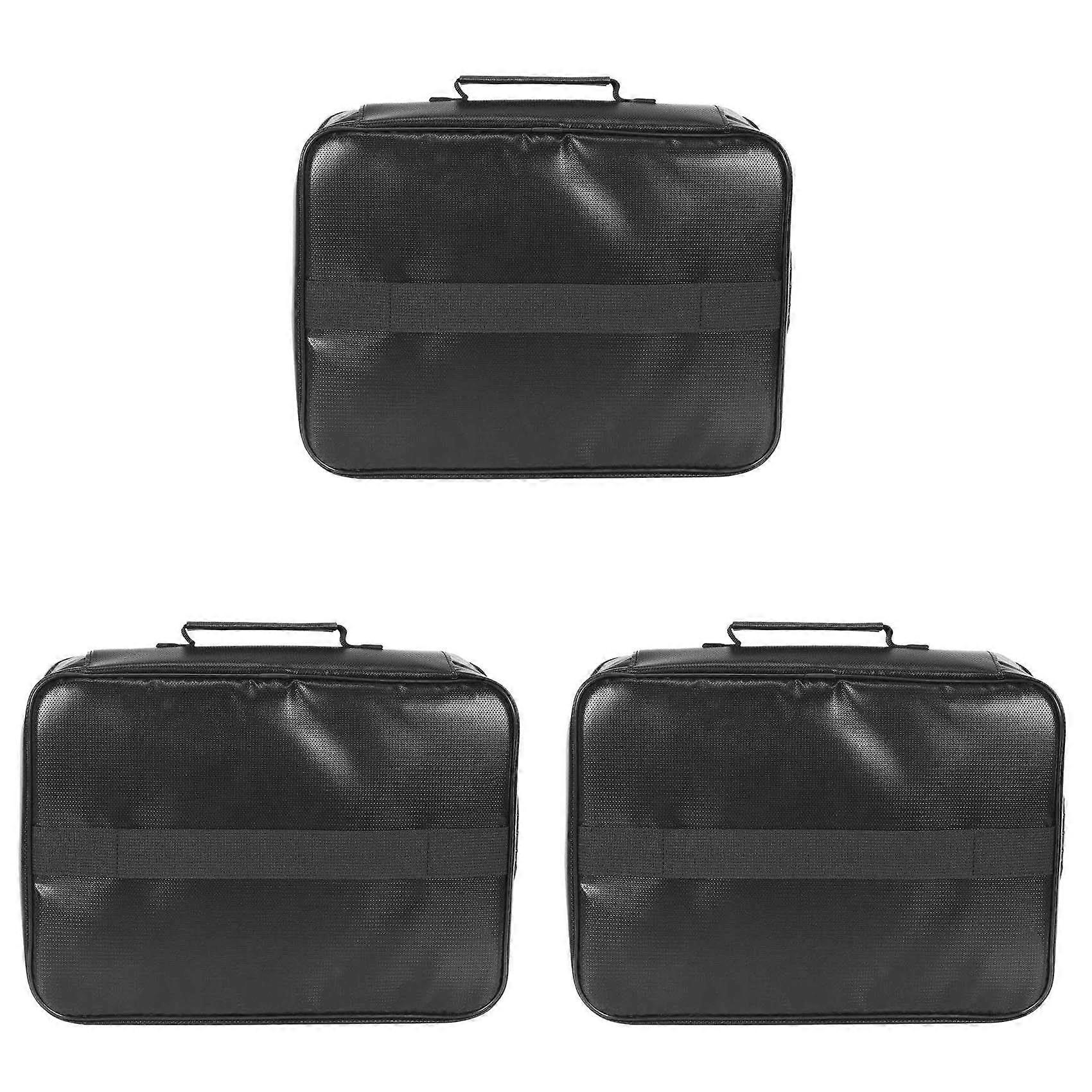 3X Document Bag with Lock, Fireproof 3-Layer Document Storage Box with Waterproof Zipper,Used for Laptops, Documents B