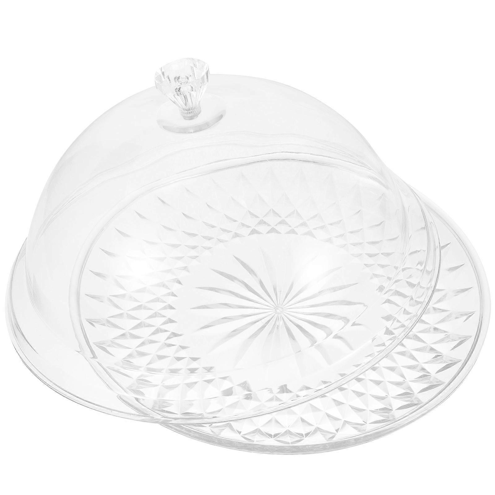 Fruit Plate Cover with Round Cake Tray Transparent for Storage Use