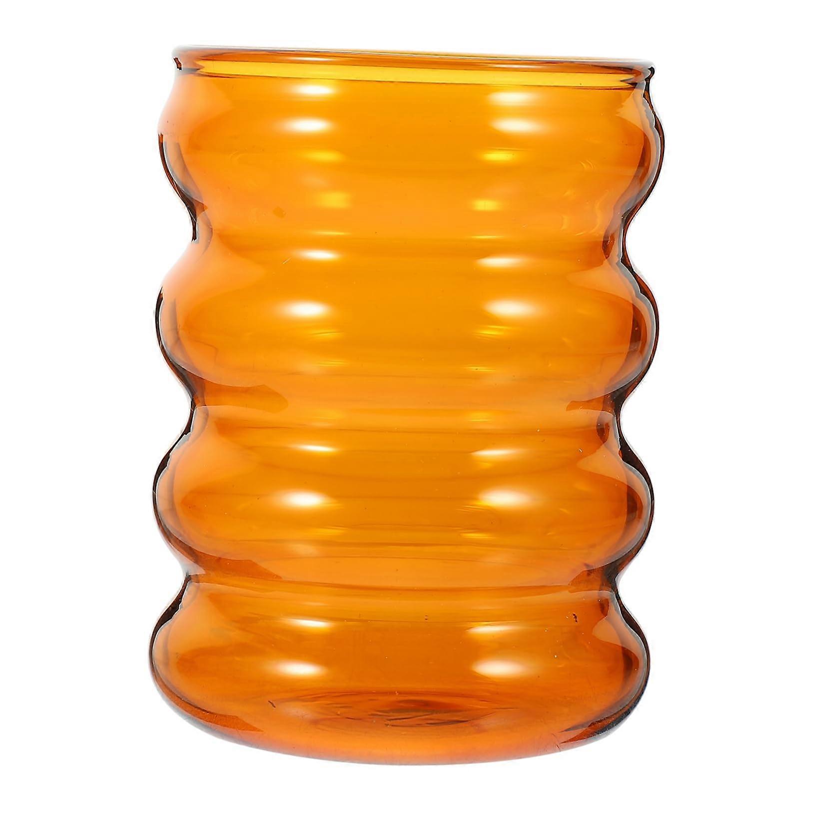 Glass Coffee Mug Heat Resistant Ripple Design Thickened Smooth Surface Microwave Safe Drinking Cup