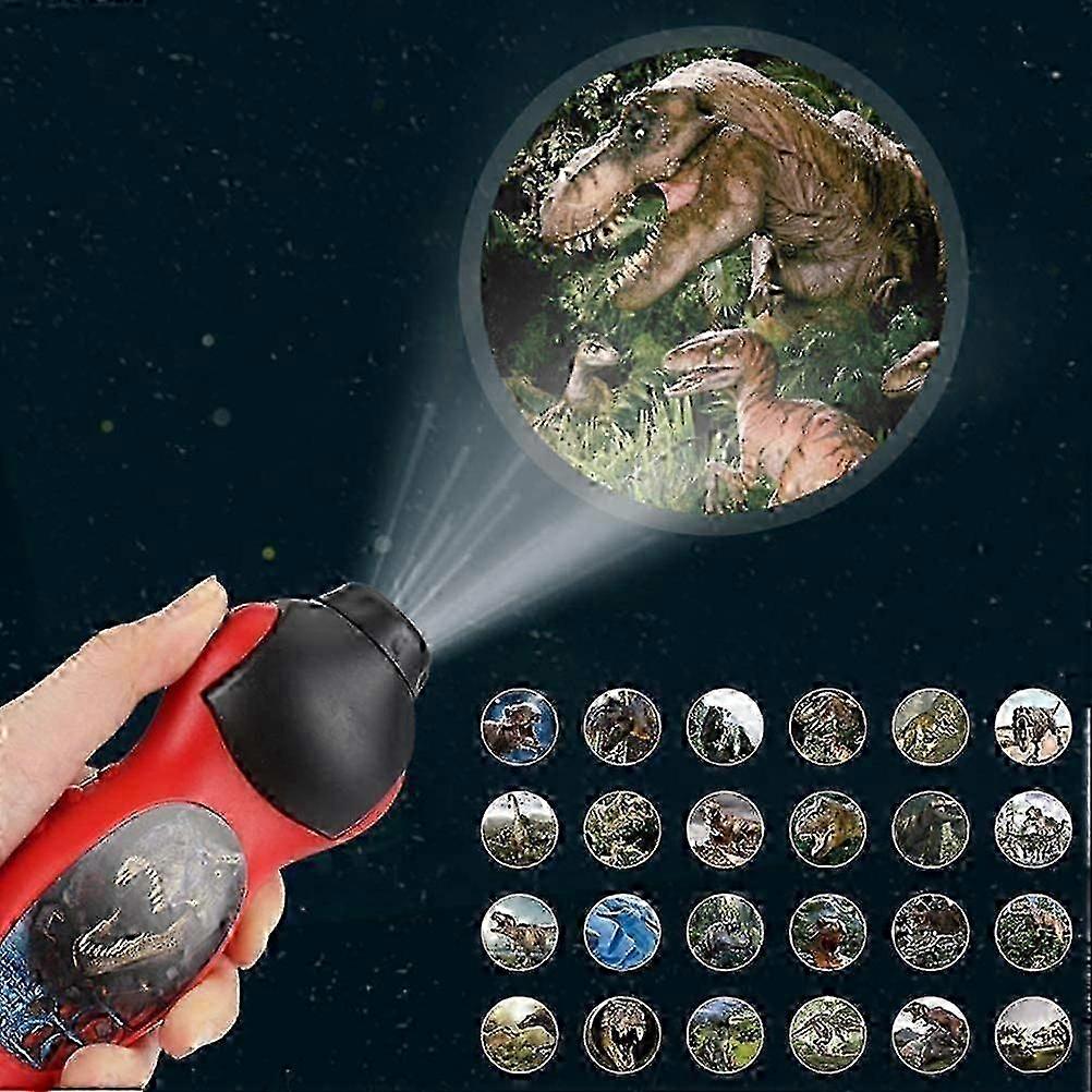 Kids Projection Flashlight 24 Patterns Children Cartoon Dinosaur Flashlight Dinosaur Pattern Projector Flashlight Birthday Gift