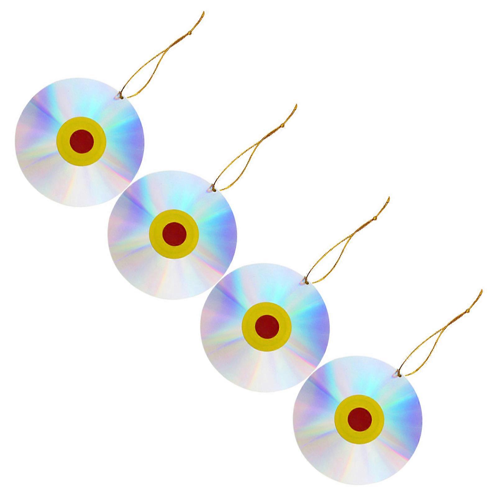 Plastic Bird Reflector Discs for Bird Scare 4Pcs DIY Silver Decorative Cds