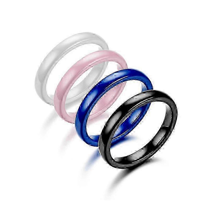 4pcs simple niche 3mm ceramic arc smooth ring couple ring simple ladies joint tail ring 2025