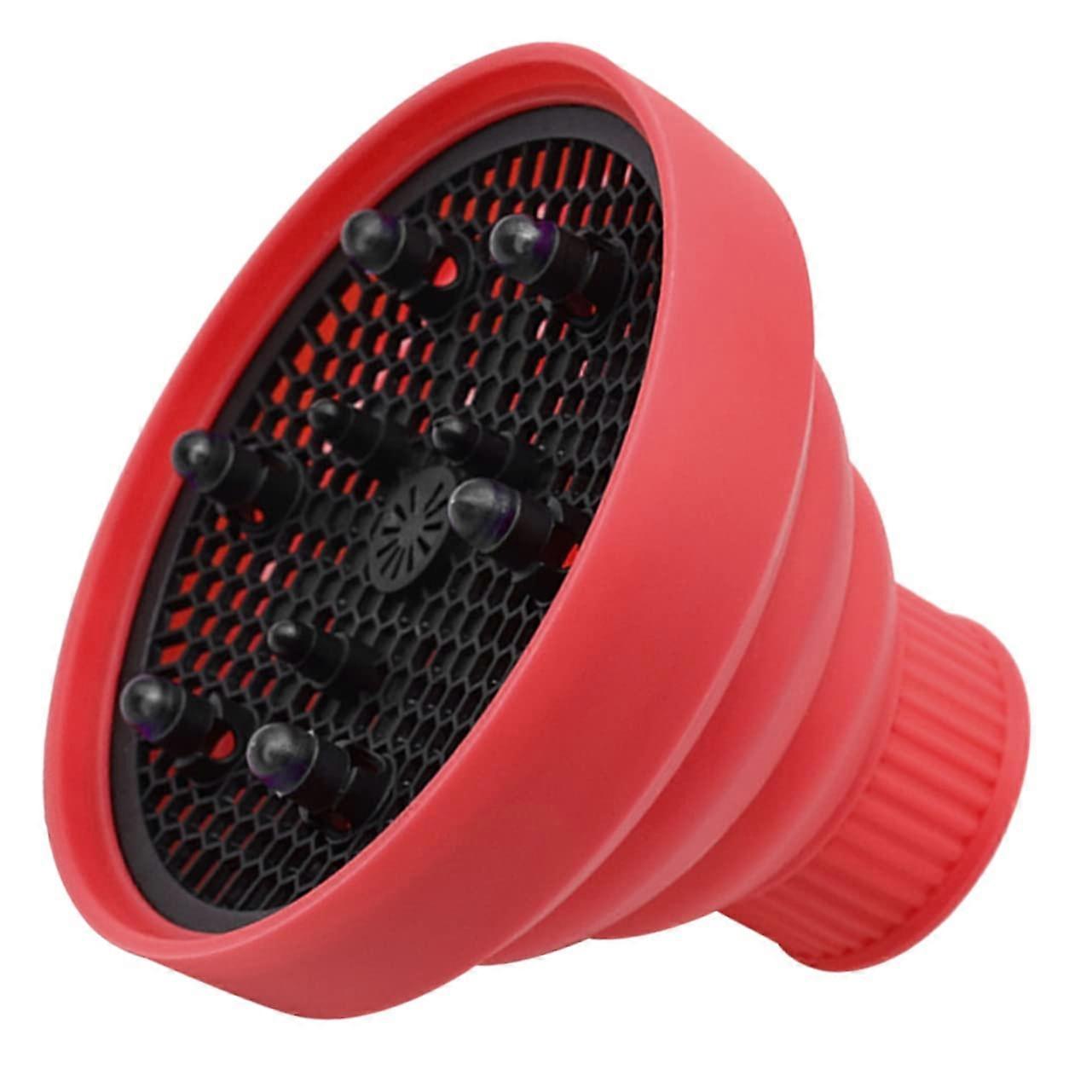 Universal Silicone Hair Dryer Diffuser Red Foldable Curl Defining Attachment for Even Airflow
