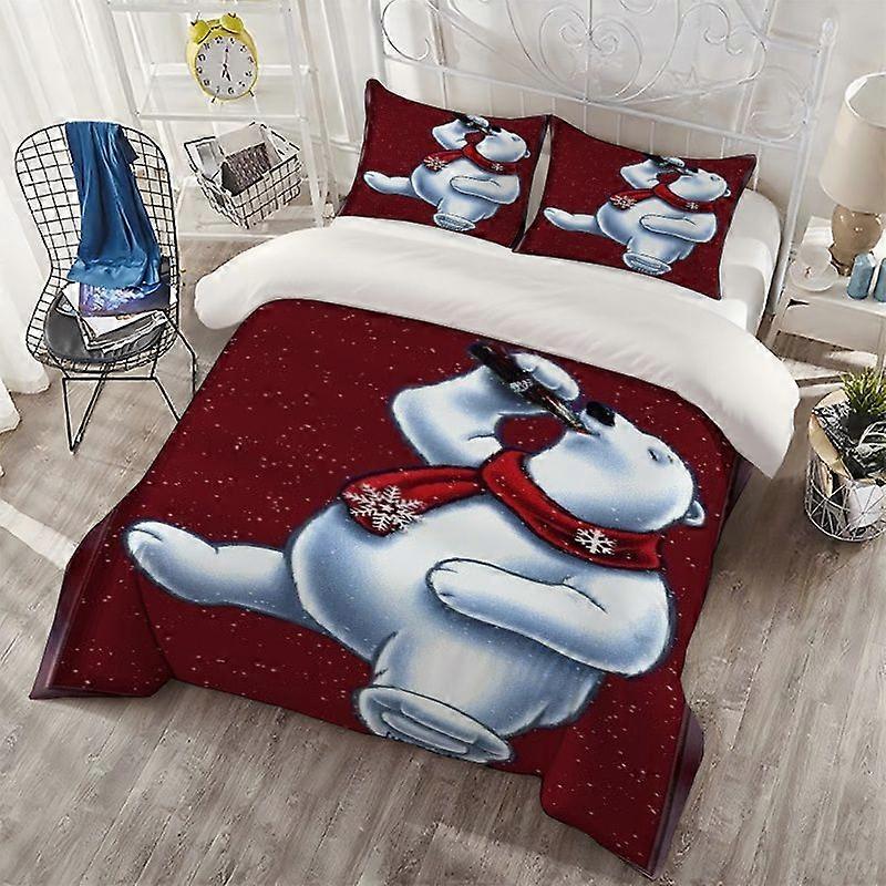 3pcs Polar Bear Winter Illustration Printed Bedding Set
