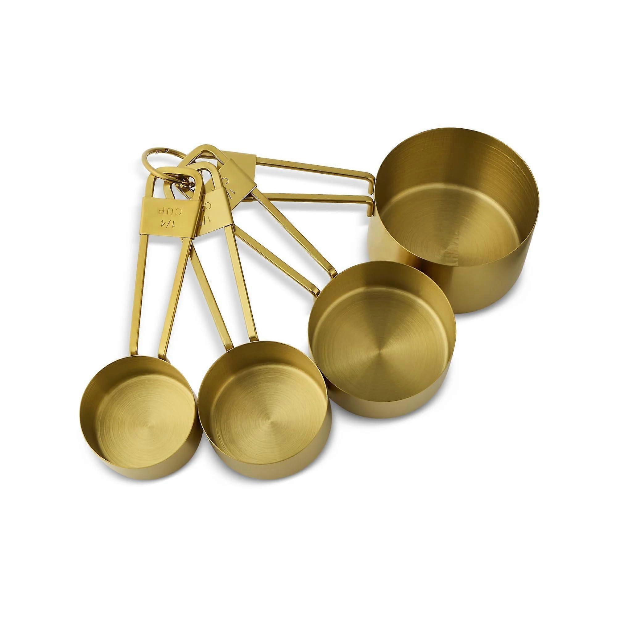 4Piece Gold Stainless Steel Measuring Cups Set, RustProof Nesting Design with Engraved Markings Ref:8938