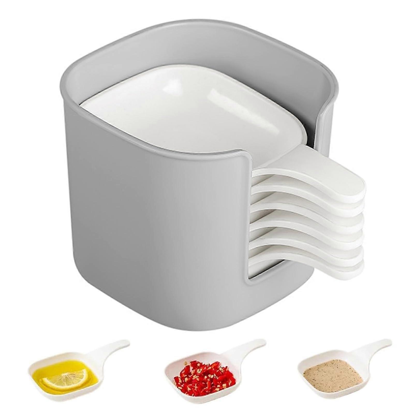 6 Pack Plastic Sauce Dishes with Storage Box, Stackable Kitchen Dip Bowls for Ketchup and Soy Ref:2449