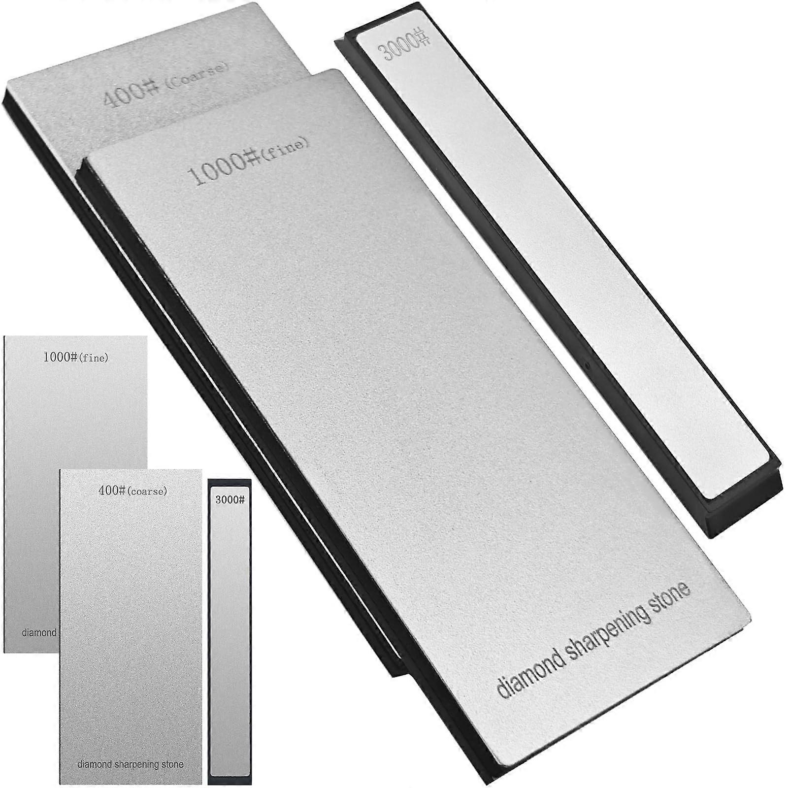 Diamond Sharpening Stone Set MultiGrit 400 1000 3000 Professional Knife Sharpener with NonSlip Base