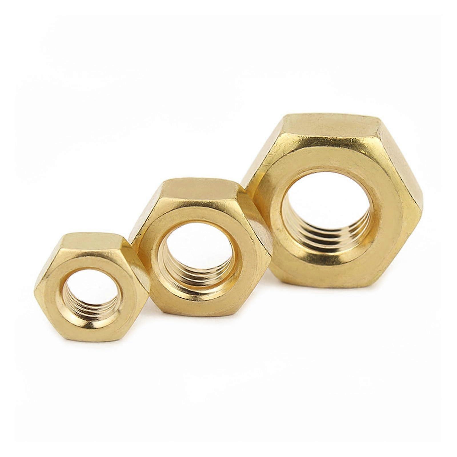 5pcs M12 Solid Brass Hex Nuts Corrosion Resistant Secure Grip Precision Thread Fit for Bolts