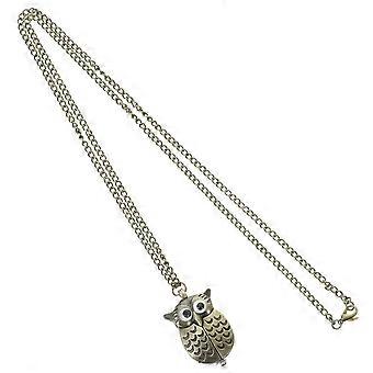 Exquisite Vintage Retro Owl themed Bronze Quartz Pocket Watch with Pendant Chain Necklace