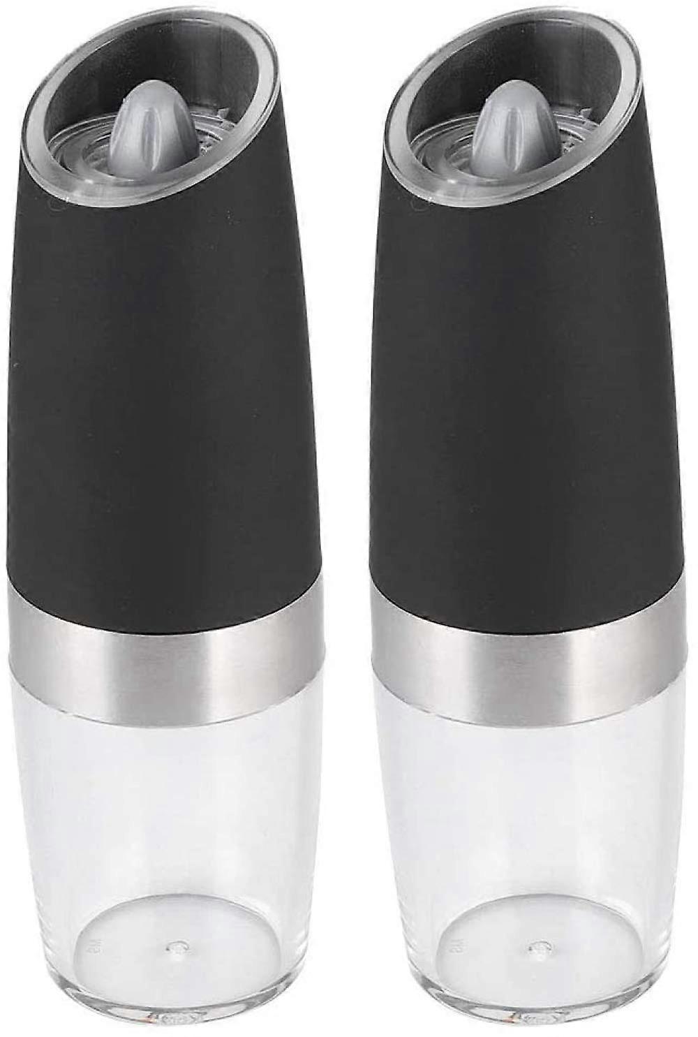 Electric Pepper Grinder Rechargeable with Adjustable Coarseness OneHand Push and LED Light Black