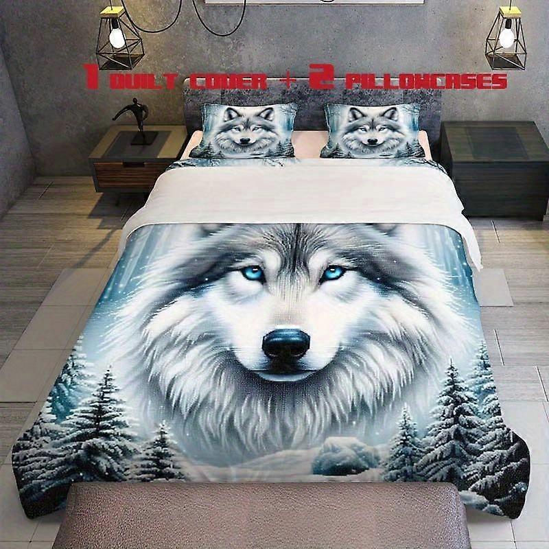 3pcs Wolf Pattern Themed Bedding Set Duvet Cover and Pillowcases