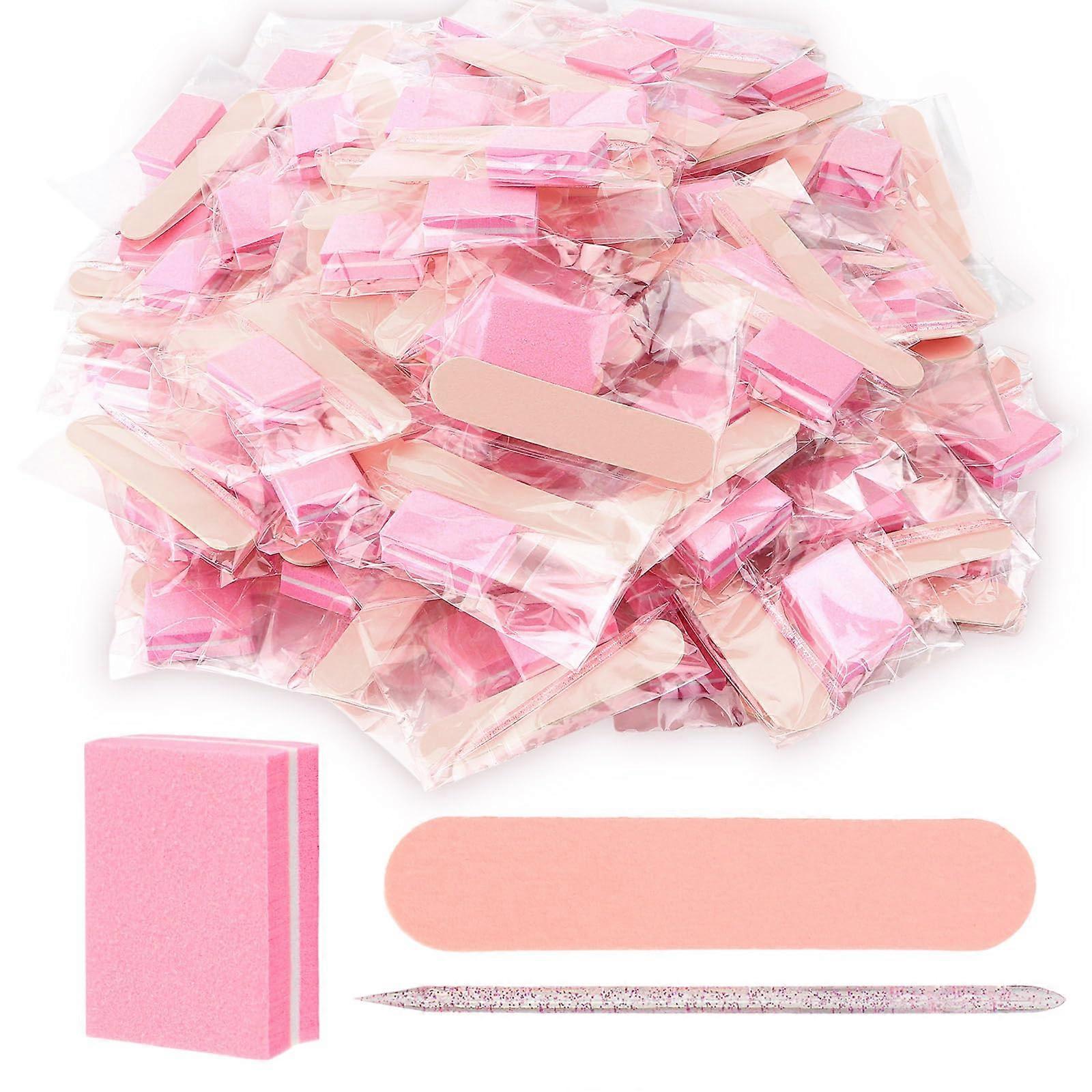 40 Sets Disposable Manicure Kit with Mini Nail File, Buffer & Stick