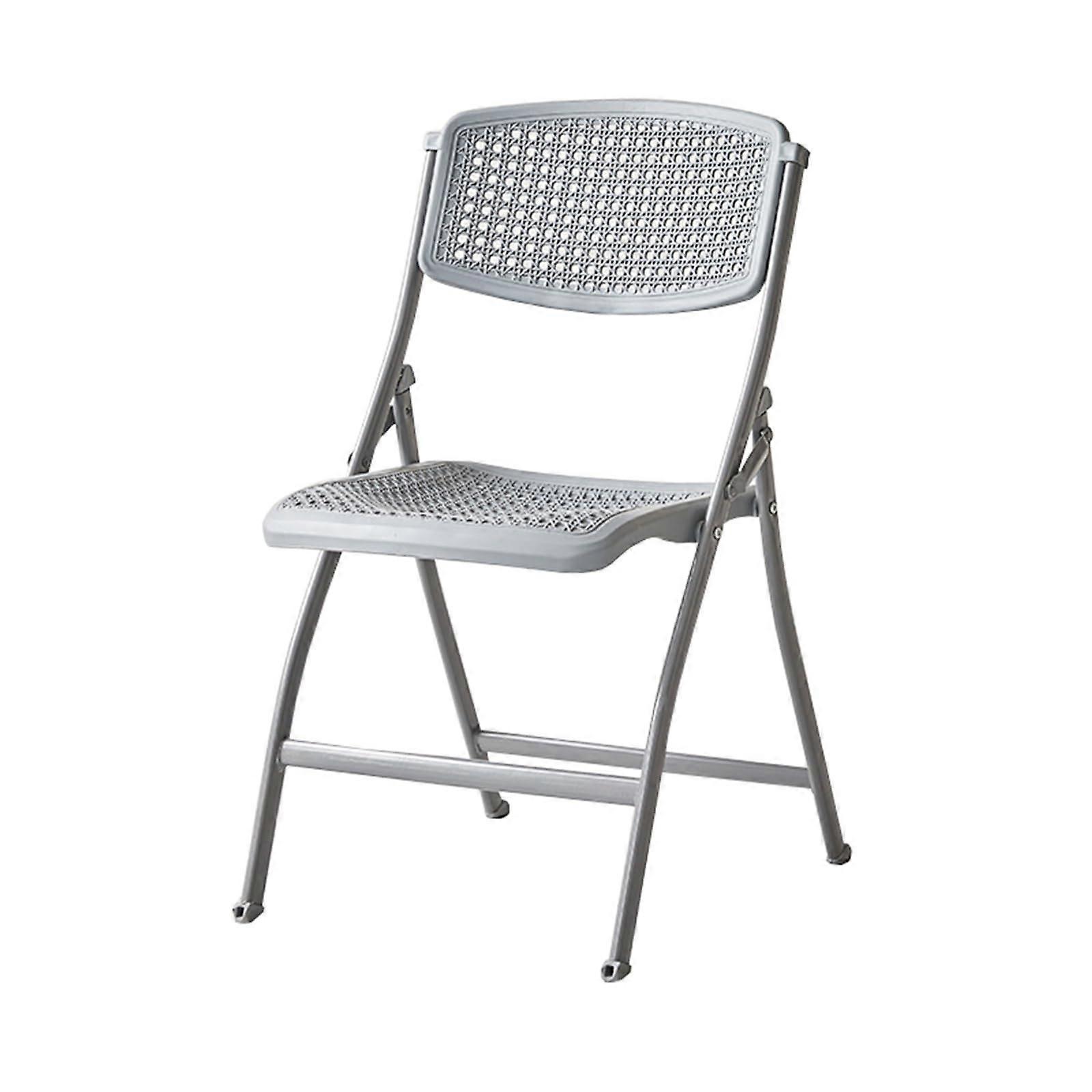 Folding Chair with Ergonomic Breathable Backrest, Lightweight Stackable Design, Grey 1pc