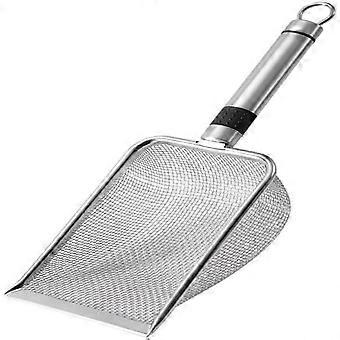 Stainless Steel Cat Litter Scoop with Long Handle, Non-Stick Coated, 3.8mm Mesh, Deep Shovel for Litter Box – Compatible with Regular Litter