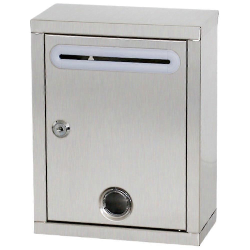 Large Wall Mount Locking Mailbox with Keys, Secure Silver Postbox for Home Outdoor Use