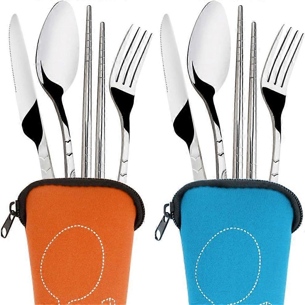 Travel Flatware Sets - Rustproof Stainless Steel - 8 Pieces