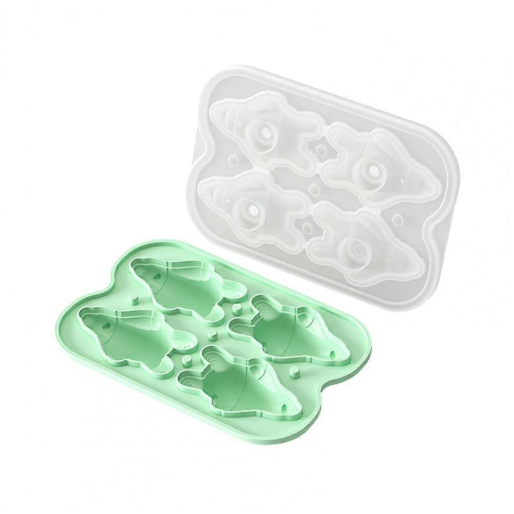Ice Cube Mold with Lid Lying Bear Flexible Silicone Ice Tray Leak-Proof Stackable Ice Cube Storage Container