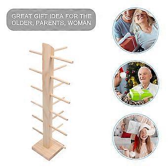 Eyeglasses Display Stand Pine Wood for Home Use 1Pcs Six Layer Holder