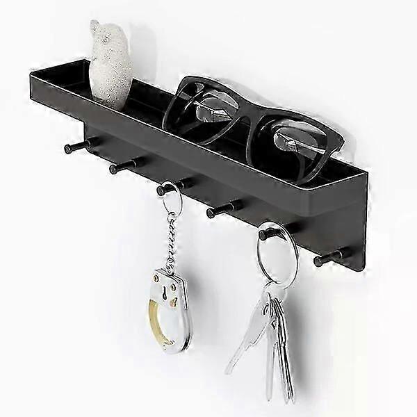 Self-adhesive key hook, black, 6 hooks