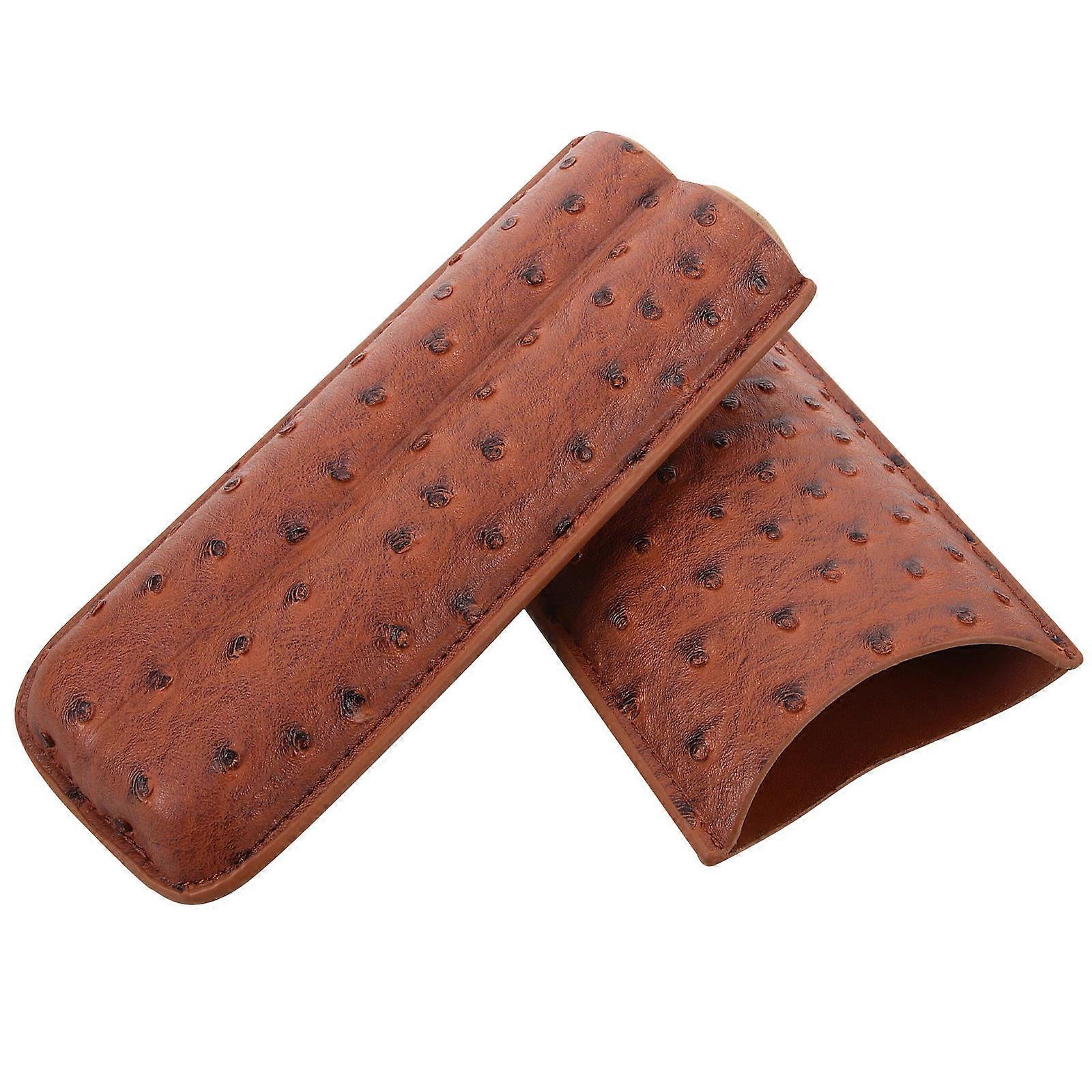Cigar Pouch Holder for Storage Using Portable Brown Case